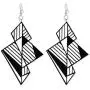 DAMLENG Fashion Lightweight Unique 1980s Retro Style Chandelier Dangle Drop Hollow Earrings Black Geometry Acrylic Earrings for Women Girls