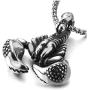 COOLSTEELANDBEYOND Gothic Vintage Mens Stainless Steel Scorpion King Claw Pendant Necklace 30 inches Wheat Chain