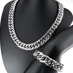 Ahappy- N392 B255 hip hop mens necklace + bracelet jewelry polishing 316L stainless steel