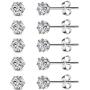 5 Pairs Stainless Steel Cubic Zirconia Stud Earrings Set for Hypoallergenic Multi-Piercing Ears of Men,Women,Boys & Girls