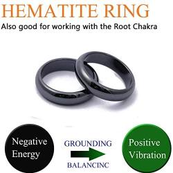 4pcs Genuine Hematite Rings Necklace Set, absorbs Negative Energy Ring Relieve Fidget Anxiety Mood Ring Balance Root Chakra Jewelry Gifts for Woman Man