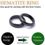 4pcs Genuine Hematite Rings Necklace Set, absorbs Negative Energy Ring Relieve Fidget Anxiety Mood Ring Balance Root Chakra Jewelry Gifts for Woman Man