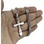 Elfasio Jewelry Stainless Steel Cross Pendant Necklace Mens Boys Chain Silver Tone 18-30inch