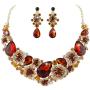EVER FAITH Womens Austrian Crystal Teardrop Camellia Necklace Earrings Set for Prom, Bridal