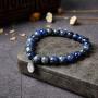 Crystal Agate Blue Sodalite Bracelet| Chakra Reiki Healing Gemstone Bangle Wristlet| Elastic Stretchy Jewelry with Round Crystal Beads for Women Girls Unisex