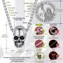 FaithHeart Gothic Skull Necklace Stainless Steel Punk Jewelry for Men Skeleton Pendant Necklace Cool Bullet Personalized Customize Gift Packaging