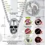 FaithHeart Gothic Skull Necklace Stainless Steel Punk Jewelry for Men Skeleton Pendant Necklace Cool Bullet Personalized Customize Gift Packaging