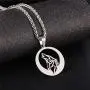 U7 Wolf Necklace with Adjustable Spiga Chain Stainless Steel Round Hollow Pendant U7 Wolf Necklace with Adjustable Spiga Chain Stainless Steel Round Hollow Pendant
