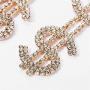 Dollar Sign Money Symbol Crystal Drop Dangle Statement Earrings Bold Fashion Jewelry