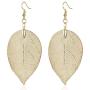 SMALLLOVE Filigree Leaf Earrings Natural Real Lightweight Genuine Drop Dangle Gold Silver Rose Gold Metal Plated Long Leaves Earrings for Women Girls Jewelry Gifts
