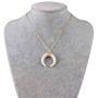JczR.Y Fashion Vintage Resin Big Horn Shaped Crescent Moon Pendant Choker Necklace with Chain for Women Statement Boho Jewelry Gift