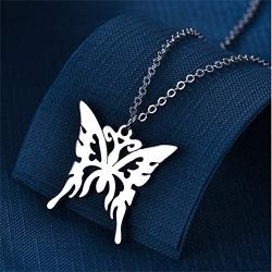 Punk Butterfly Pendant Necklace Hook Earrings Set Stainless Steel Chain Heart Necklace Dangle Earrings for Women Girls Alternative Jewelry Cool and Cute Streetwear Accessory Jewelry Set Gift