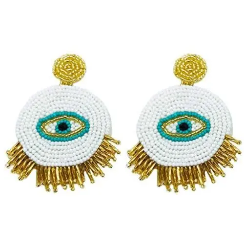 Statement Beaded Earrings - Bohemian Handmade Seed Bead Round Eye Dangle Earrings Gift for Women Girls Statement Beaded Earrings - Bohemian Handmade Seed Bead Round Eye Dangle Earrings Gift for Women Girls