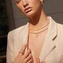 Fettero Disc Necklace Gold Initial Diamond CZ Pave Letter Coin Pendant Dainty Chain 14K Gold Plated Minimalist Simple Boho Personalized Jewelry Gift for Women