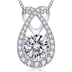 Heart Necklace-14k White Gold Plated Teardrop Necklace-5A Cubic Zirconia Heart Pendant Necklace-Jewelry Gifts Necklaces for Women
