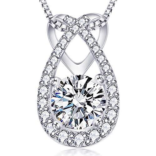 Heart Necklace-14k White Gold Plated Teardrop Necklace-5A Cubic Zirconia Heart Pendant Necklace-Jewelry Gifts Necklaces for Women
