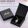 Aniu 925 Sterling Silver Necklace for Women, Hamsa Hand of Fatima Evil Eye Pendant with Cubic Zirconia, Comes with Black Jewelry Gift Box and 18 Inch Chain