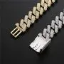 Fantex 20mm Iced Out Luxury Cuban Link Chain, Full Pave Shiny 5A Lab Diamond Hip Hop Gold Plated Necklace with Box Clasp for Men Women