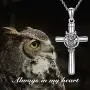 ROMANTIC WORK Owl Urn Pendant Cremation Necklace for Ashes Sterling Silver Cross Religious Jewelry Memory Gift for Women