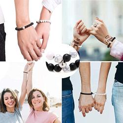 T.F.L Couples Bracelets Magnetic Attraction Black Matte Agate Volcanic Stone Bracelet Distance Matching Relationship Beads Bracelets for Women Men Boyfriend Girlfriend Lovers Him and Her Gifts