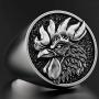 Phoenix Bird Ring for Men, Chicken Rooster Ring, Gold Plated Rings, Vintage Phoenix Signet Rings, Animal Ring Jewelry for Men Boys