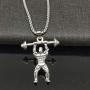 Weightlifting Necklace for Men, Bodybuilding Muscle Man Dumbbell Pendant Necklace with 27.6” Chain, Weightlifter Barbell Charm Necklace, Punk Rock Fitness Necklace, Hip Hop Gym Necklace Jewelry
