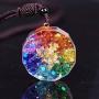 Sinymilk Luminous Glow in The Dark Orgonite Sri Yantra Sacred Geometry Chakra Energy Necklace Meditation Jewelry