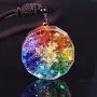Sinymilk Luminous Glow in The Dark Orgonite Sri Yantra Sacred Geometry Chakra Energy Necklace Meditation Jewelry