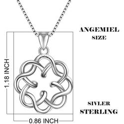 Angemiel 925 Sterling Silver CZ Good Luck Celtic Knot Cross Vintage Pendant Necklace Womens