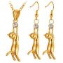 U7 Cute Cat Necklace Rhinestone with Chain Platinum/18K Gold Plated Girls Charm Smooth Collarbone Necklace