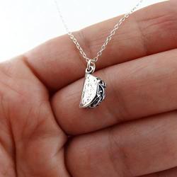 FashionJunkie4Life Sterling Silver Small 3D Taco Charm Necklace, 18'' Chain