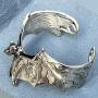 Cosplay jewelry Gothic Winged Bat Vampire Dracula Horror Halloween Wicca Wiccan Magic Witch Fantasy fairy tale Shiny Polished Silver Pewter Metal Wrist Bracelet Bangle Cuff Boys Girls Men Women Unisex