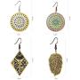 Jertom 4 Pairs Copper Bohemian Vintage Totem Painting Hook Dangling Boho Earrings Set Retro Bronze Brass Ethnic Jewelry for Women
