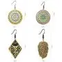 Jertom 4 Pairs Copper Bohemian Vintage Totem Painting Hook Dangling Boho Earrings Set Retro Bronze Brass Ethnic Jewelry for Women
