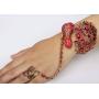 YACQ Womens Hinged Big Peacock Bracelet Slave Stretch Ring Set - Fit Wrist Size 6-1/2 to 7-1/2 Inch & Finger 7 to 9 - Lead Nickle Free - Halloween Costome Outfit