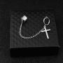 Cross Tassel Chain Wide Cuff Wrap Clip On Small Hoop Dangle Drop Earrings for Men Women Girls Cartilage Personalized Fashion Punk Climber Crawler Hip Hop Rock Kpop Pierciing Gifts Birthday Bff Son