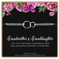 Granddaughter Gifts from Grandma • Jewelry for Grandmother Granddaughter Gifts • Sterling Silver Interlocking Connected Eternity Circles Bracelet • Handmade Bracelet for Women Girls