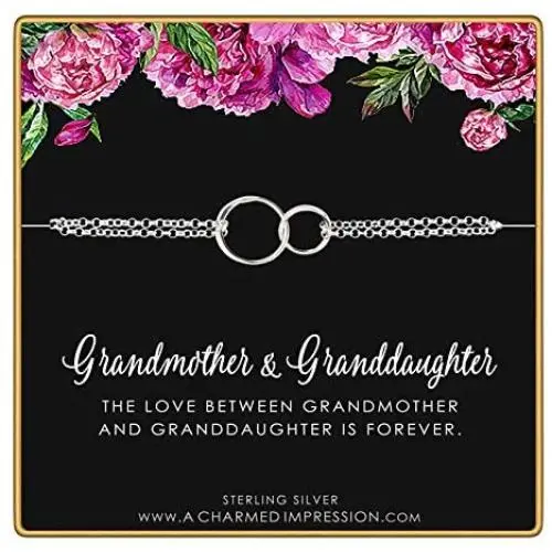 Granddaughter Gifts from Grandma • Jewelry for Grandmother Granddaughter Gifts • Sterling Silver Interlocking Connected Eternity Circles Bracelet • Handmade Bracelet for Women Girls Granddaughter Gifts from Grandma • Jewelry for Grandmother Granddaughter Gifts • Sterling Silver Interlocking Connected Eternity Circles Bracelet • Handmade Bracelet for Women Girls