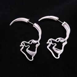 Hollow Skull Face Earrings Pink Hoop Stud Earrings for Women Man Punk Biker Skull Earrings for Men Halloween Jewelry Set -2 Piars…