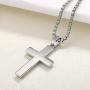 YL Mens Cross Necklace 316L Stainless Steel Jesus Ankh Pendant Rolo Chain Jewelry