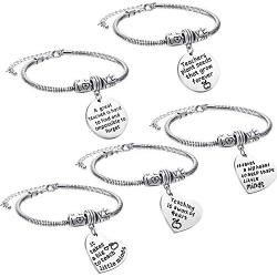 Zhanmai 5 Pieces Teacher Bracelet Jewelry Gift Adjustable Bracelets Engraved Message Metal Bracelet Bangle Gift for Women Teacher (Style C)