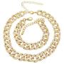 Nanafast Cuban Chain Necklace Bracelet Set for Women CZ Rhinestone Inlaid Necklace Bracelet for Girls Punk Hip Hop Jewelry Adjustable