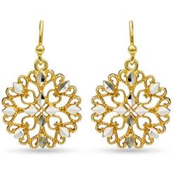 LeCalla Sterling Silver Jewelry Filigree Diamond-Cut Drop Dangler Earring for Women