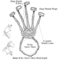 Trustavis Men Womens Halloween Skull Skeleton Hand Bracelet with Ring