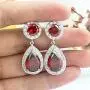 SELOVO Zircon Teardrop Tear Drop Dangle Earrings Jewelry Silver Tone