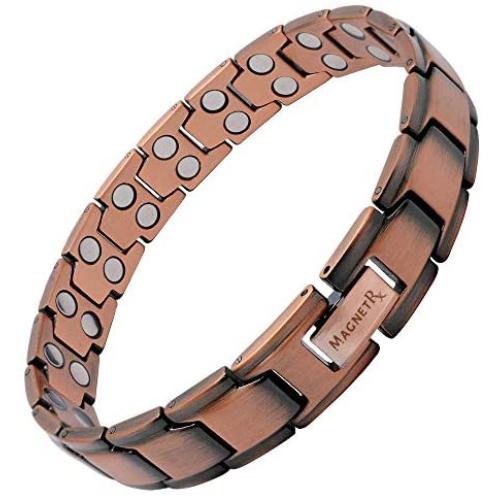 MagnetRX® Pure Copper Magnetic Therapy Bracelet - Arthritis Pain Relief & Carpal Tunnel Magnetic Copper Bracelets for Men - Adjustable Length with Sizing Tool (Leo Style)