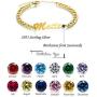 AOBOCO Personalized Name Bar Anklet Bracelet, Sterling Silver with Birthstone from Austria Custom Engraved Bangle Punk Love for Couple Girl Women Men Mother‘s Day Gift