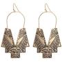 KaFu Retro Tribal tassel Earrings Gold and silver Boho Ethnic Dangle Hoop Earrings Jewelry Hollow Out Fan Shape Geometric Drop Earrings for Women and girl
