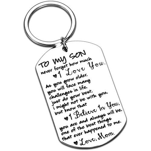 Son Gifts from Dad Mom to Son Inspirational Keychain Gifts for Teen Boys Teens Teenage Teenagers Valentines Day Birthday Christmas Graduation Back to School Coming of Age Gifts for Sons