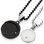 COOLSTEELANDBEYOND A Pair Couples Lovers Steel Moon and Sun Pendant Necklace with Cubic Zirconia for Man Woman Friends
